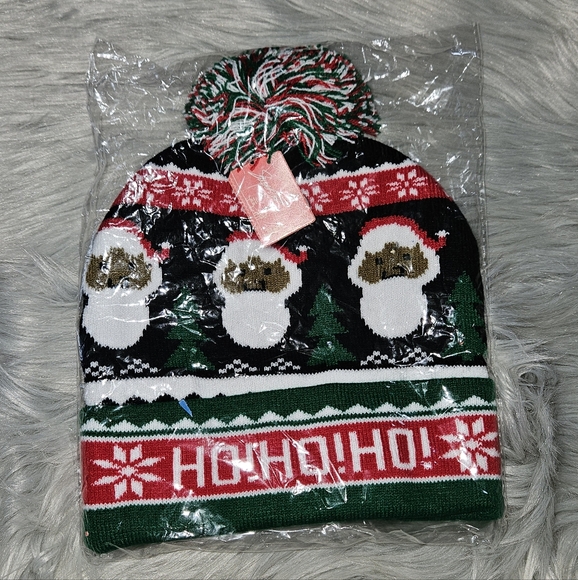 Holiday Cheer Black and Green Beanie - Picture 4 of 4